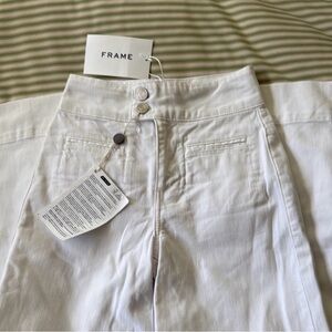Frame Denim Women's Le Pixie Hardy Wide Leg White Jeans